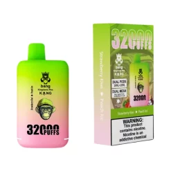 Bang Kingdoms Rex 32K Puffs Vape jetable en gros Fraise Kiwi & Pêche Glacée
