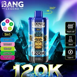 Bang Legend 120K Puffs 5 in 1 Disposable Vape Wholesale Blueberry Ice & Watermelon Bubble Gum & Sour Apple Raspberry & Lotus Fruit Mango Melon & Passion Fruit Kiwi Lime