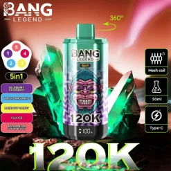 Bang Legend 120K Puffs 5 in 1 Disposable Vape Wholesale Blueberry Raspberry & Black Dragon Ice & Rainbow Candy & Fuji Ice & Watermelon Sour Peach