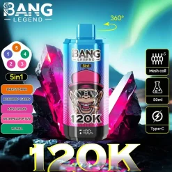 Bang Legend 120K Puffs 5 in 1 Disposable Vape Wholesale Energy Drink & Blueberry Cherry & Apple Grape & Watermelon Dragon Fruit & Mamba