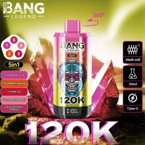 Bang Legend 120K Puffs 5 in 1 Disposable Vape Wholesale Strawberry Kiwi & Strawberry Banana & Lychee Ice & Watermelon Berry & Passion Fruit Mango