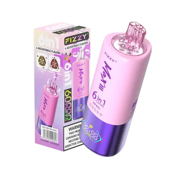 Fizzy MAX III 60000 Puffs 6 in 1 Disposable Vape Wholesale Strawberry Dragon Fruit & Red Bull & Raspberry Watermelon