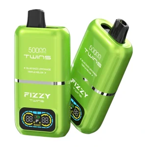 Fizzy Twins 50000 Puffs 2 in 1 Double Flavor Disposable Vape Blue razz lemonade & Triple melon