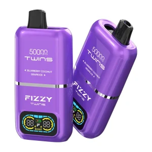 Fizzy Twins 50000 Puffs 2 in 1 Double Flavor Disposable Vape Blueberry coconut & Grape ice