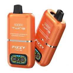 Fizzy Twins 50000 Puffs 2 in 1 Double Flavor Disposable Vape Peach mango watermelon & Strawberry banana