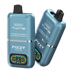 Fizzy Twins 50000 Puffs 2 in 1 Double Flavor Disposable Vape Raspberry watermenlon & Kiwi passion fruit guava