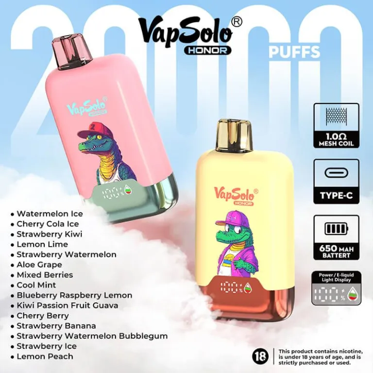 Vapsolo Honor 20000 Puffs Disposable Vape Wholesale EU Warehouse Vapsolo Honor 20000 Puffs Disposable Vape Wholesale EU Warehouse