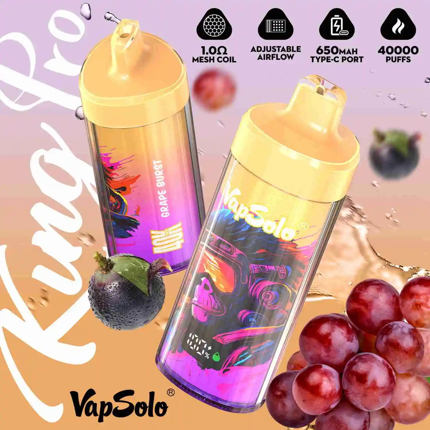 Vapsolo King Pro 40000 Puffs Disposable Vape Wholesale Grape Burst