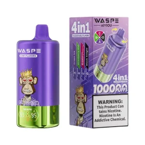 Waspe 4in1 100K Puffs 4 flavors Disposable Vape Wholesale Grape Ice & Strawberry Kiwi & Strawberry Raspberry Cherry & Black Knight