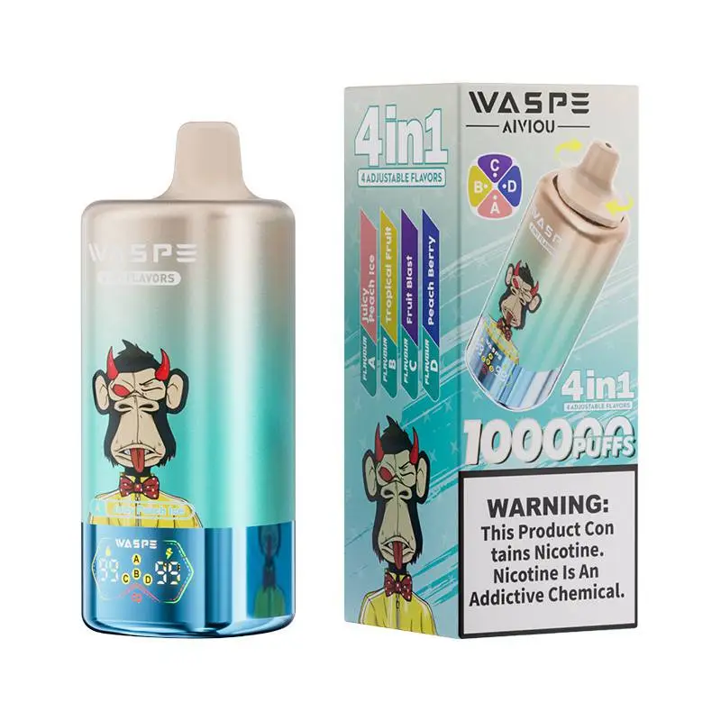 Waspe 4in1 100K Puffs 4 flavors Disposable Vape Wholesale Juicy Peach Ice & Tropical Fruit & Fruit Blast & Peach Berry