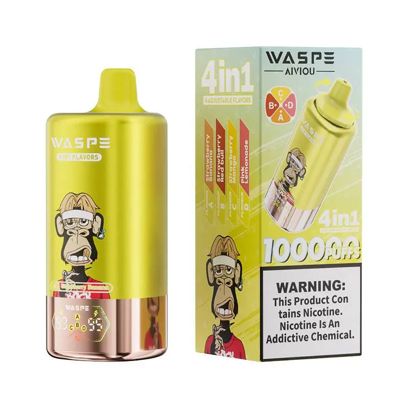 Waspe 4in1 100K Puffs 4 flavors Disposable Vape Wholesale Strawberry Banana & Strawberry Red bull & Strawberry Mango & Pink Lemonade