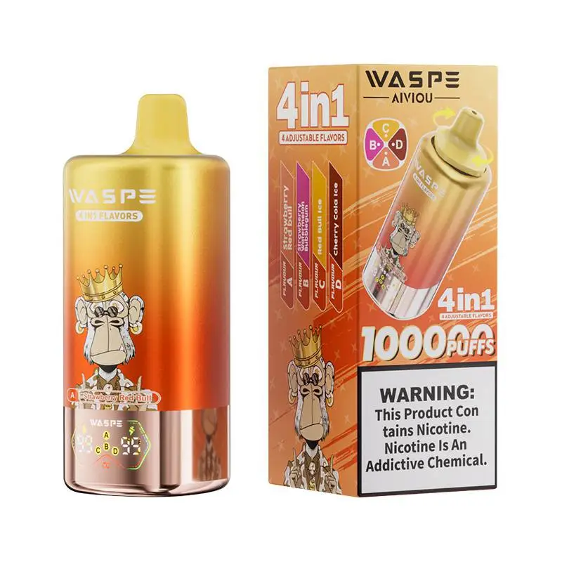 Waspe 4in1 100K Puffs 4 flavors Disposable Vape Wholesale Strawberry Red bull & Strawberry Watermelon Bubblegum & Red Bull Ice & Cherry Cola Ice