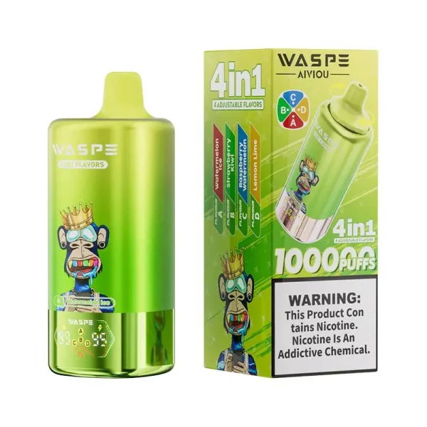 Waspe 4in1 100K Puffs 4 flavors Disposable Vape Wholesale Watermelon Ice & Strawberry Kiwi & Raspberry Watermelon & Lemon Lime