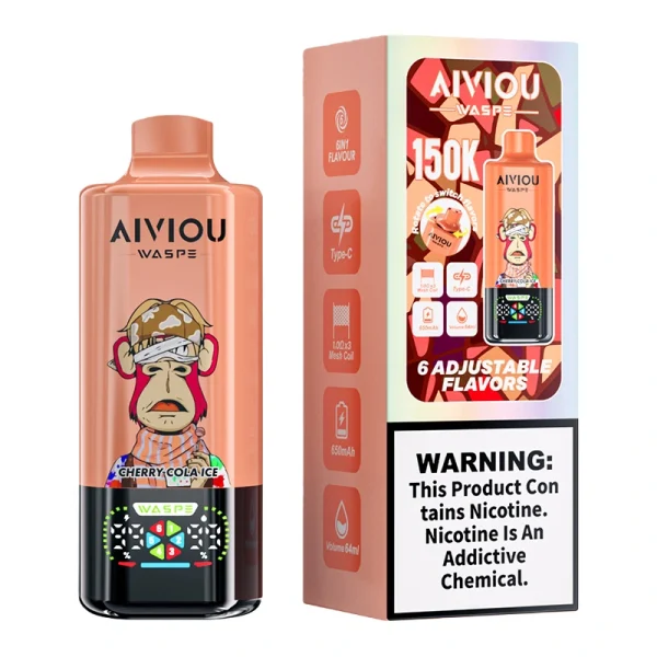 Waspe 6in1 150K Puffs 6 Flavors Disposable Vape Wholesale Cherry Cola Ice & Strawberry Red Bull Ice & Watermelon Raspberry