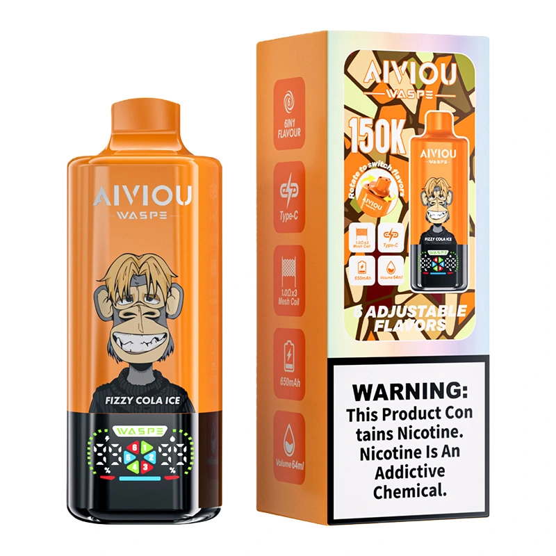 Waspe 6in1 150K Puffs 6 Flavors Disposable Vape Wholesale Fizzy Cola Ice & Energy Drink & Cherry Ice