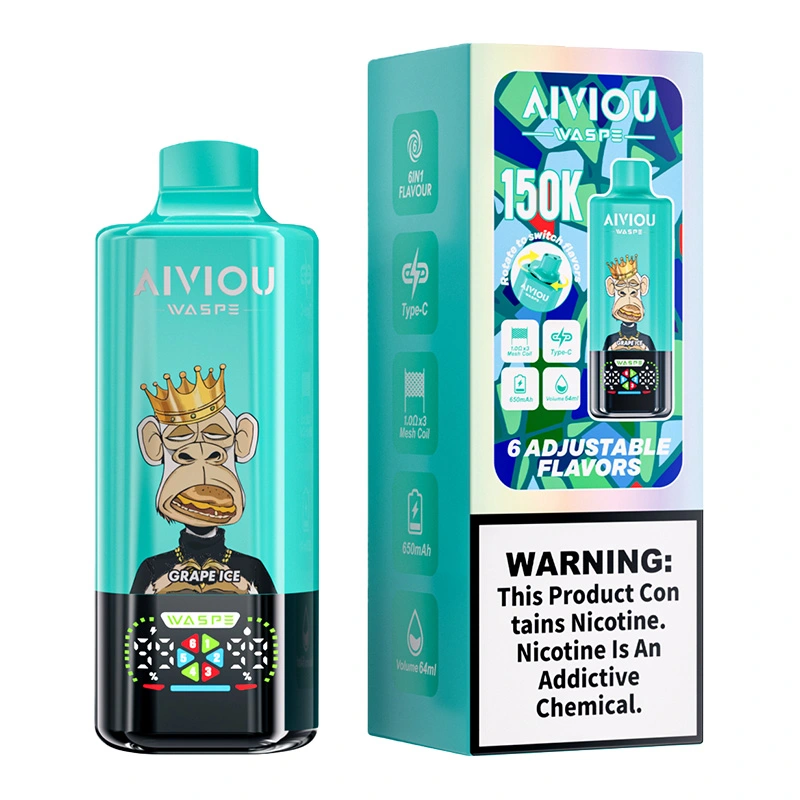 Waspe 6in1 150K Puffs 6 Flavors Disposable Vape Wholesale Grape Ice & Blue Razz Cherry & Strawberry Ice