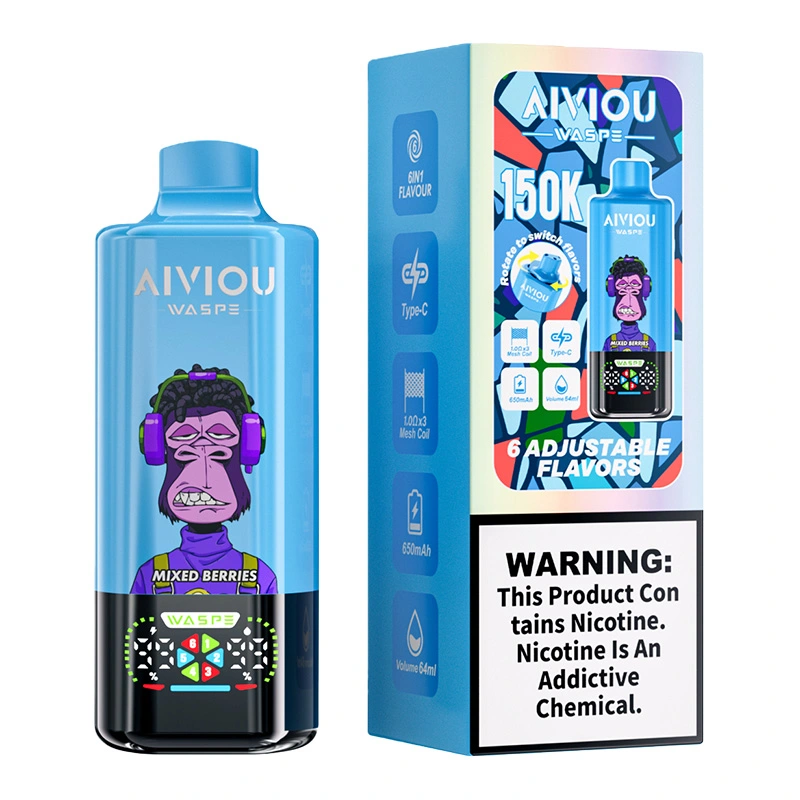 Waspe 6in1 150K Puffs 6 Flavors Disposable Vape Wholesale Mixed Berries & Black Dragon Ice & Strawberry Cherry Cola