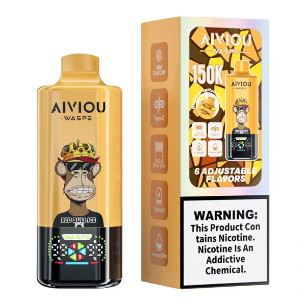 Waspe 6in1 150K Puffs 6 Flavors Disposable Vape Wholesale Red Bull Ice & Raspberry Pomp & Sour Mango Strawberry