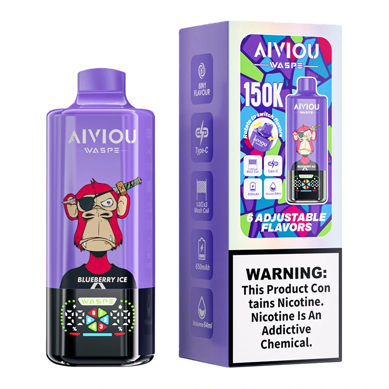 Waspe Aiviou 150K Puffs 6 in 1 Disposable Vape Wholesale Blueberry Ice & Strawberry Kiwi & Cherry Strawberry Ice
