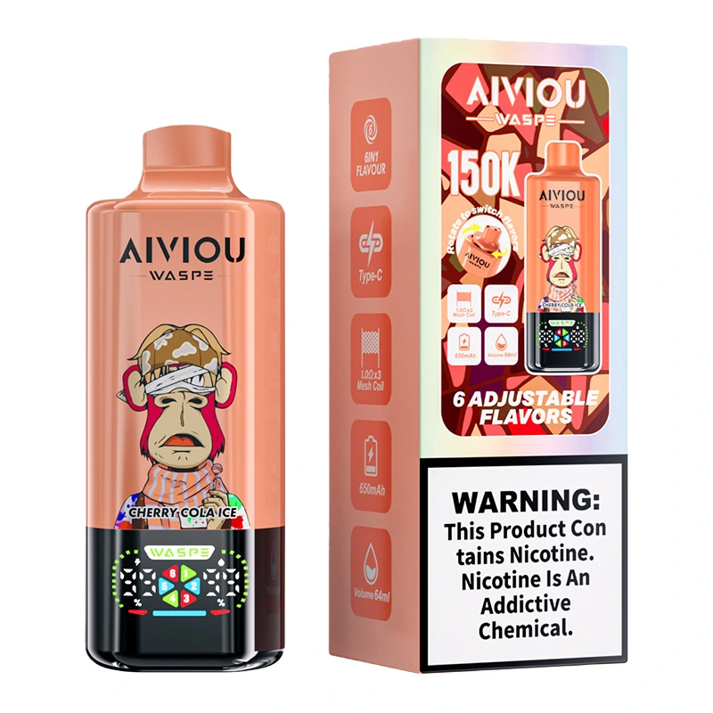 Waspe Aiviou 150K Puffs 6 in 1 Disposable Vape Wholesale Cherry Cola Ice & Strawberry Red Bull Ice & Watermelon Raspberry