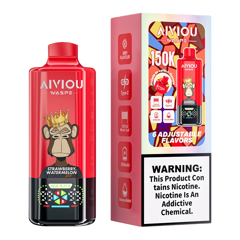 Waspe Aiviou 150K Puffs 6 in 1 Disposable Vape Wholesale Strawberry Watermelon & Juicy Peach Ice & Triple Berry Ice