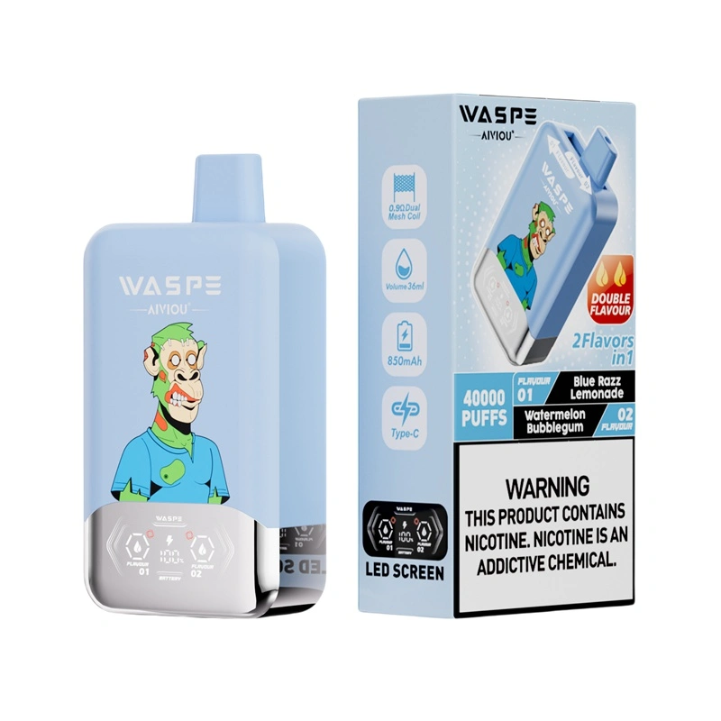Waspe Aiviou 40000 Puffs Double Flavor Disposable Vape Blue Razz Lemonade & Watermelon Bubblegum