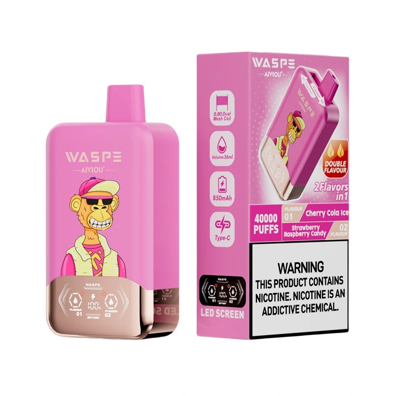 Waspe Aiviou 40000 Puffs Double Flavor Disposable Vape Cherry Cola Ice & Strawberry Raspberry Candy