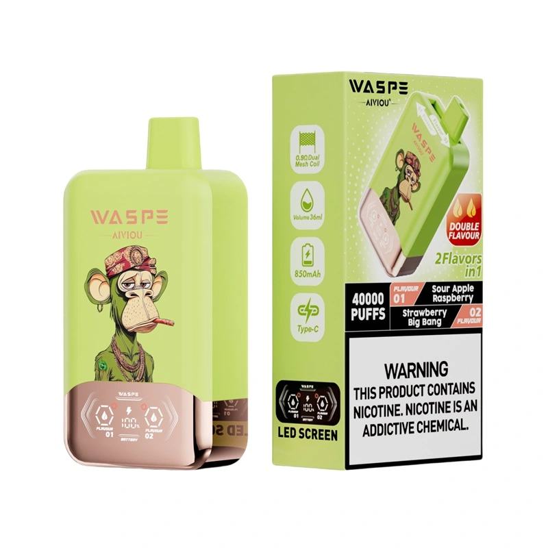 Waspe Aiviou 40000 Puffs Double Flavor Disposable Vape Sour Apple Raspberry & Strawberry Big Bang