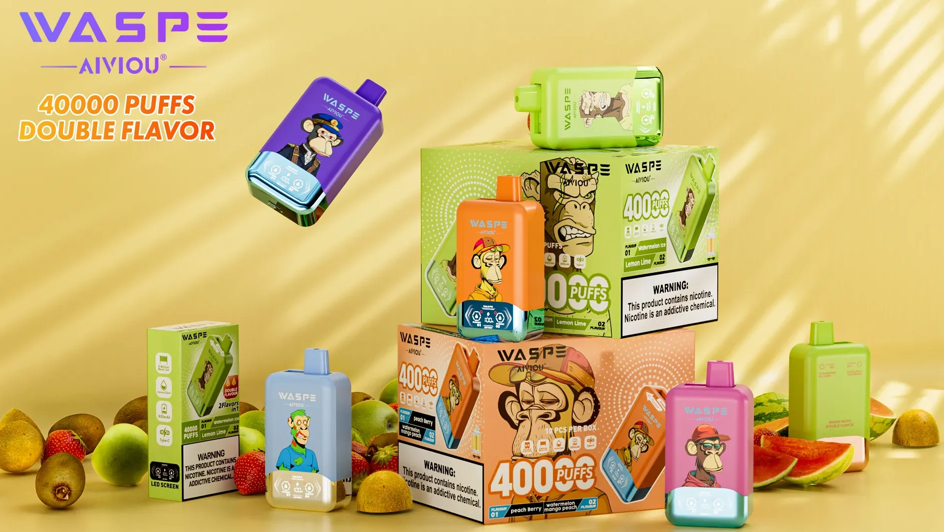 Waspe Aiviou 40000 Puffs Double Flavor Disposable Vape Wholesale Waspe Aiviou 40000 Puffs Double Flavor Disposable Vape Wholesale