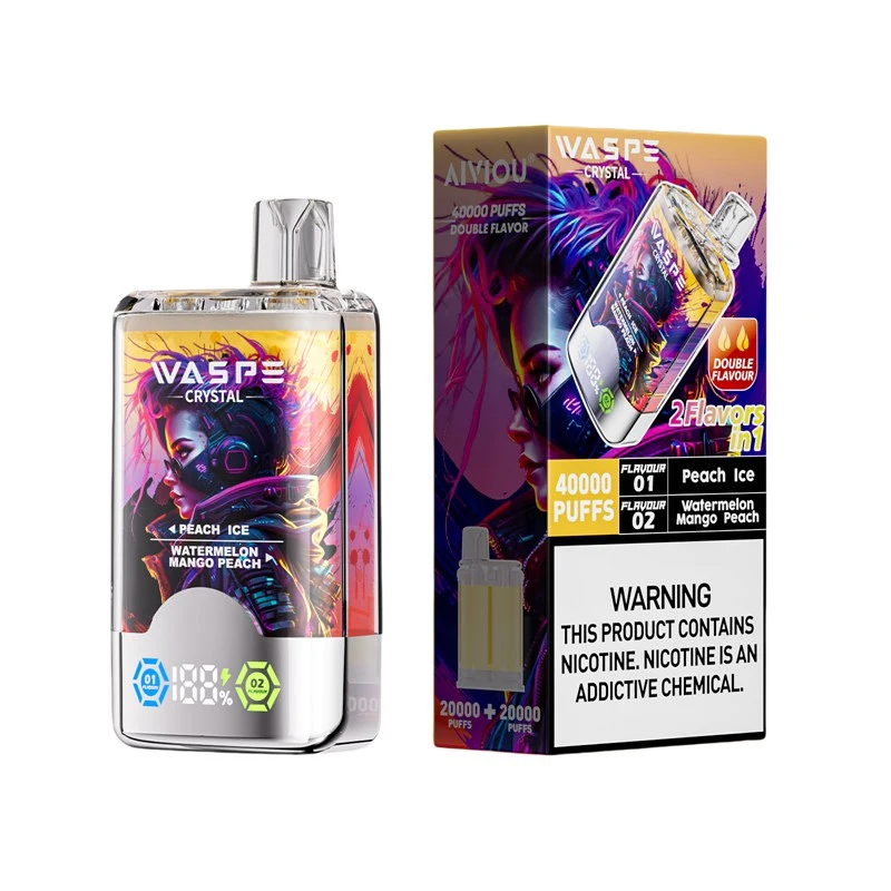 Waspe Crystal 40000 Puffs Double Flavor Disposable Vape Peach Ice & Watermelon Mango Peach
