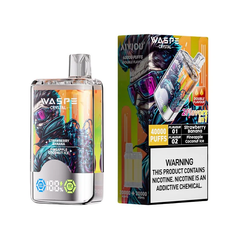 Waspe Crystal 40000 Puffs Double Flavor Disposable Vape Strawberry Banana & Pineapple Coconut Ice