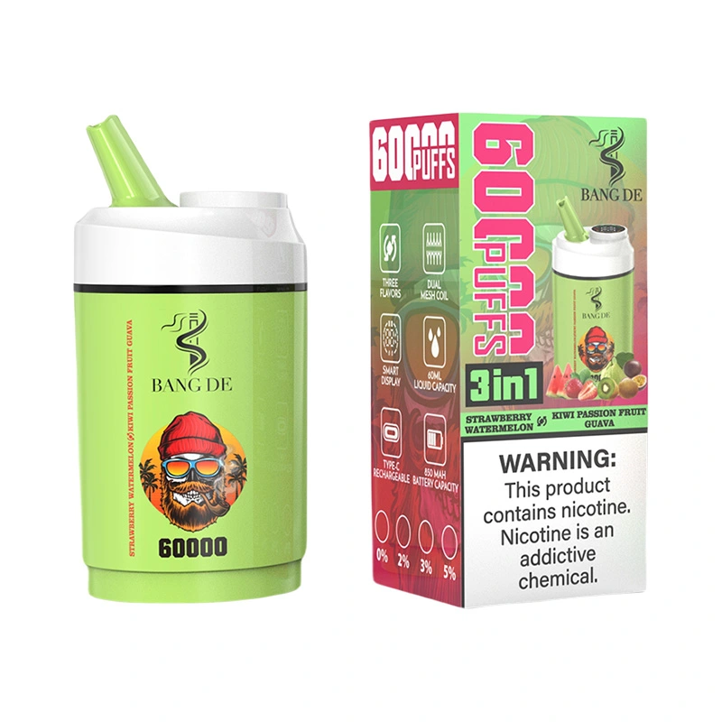 Bang DE 60000 Puffs 3 in 1 Triple Flavors Disposable Vape Strawberry watermelon & Kiwi passion fruit guava
