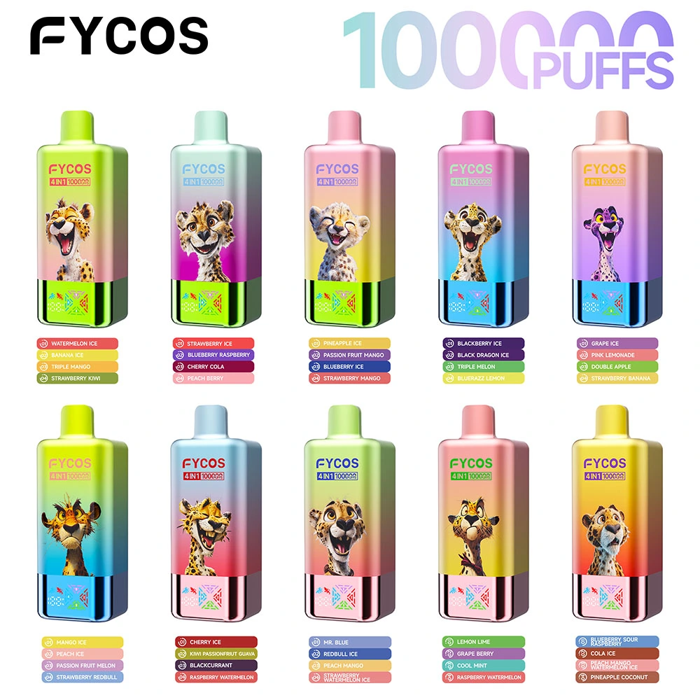 FYCOS 100K 4 IN 1 1000000 Puffs Quads Flavor Disposable Vape Wholesale 100K Puffs 4 Flavors In One Device 4 1 0Ω Mesh Coil 60ml Capacity LED Display