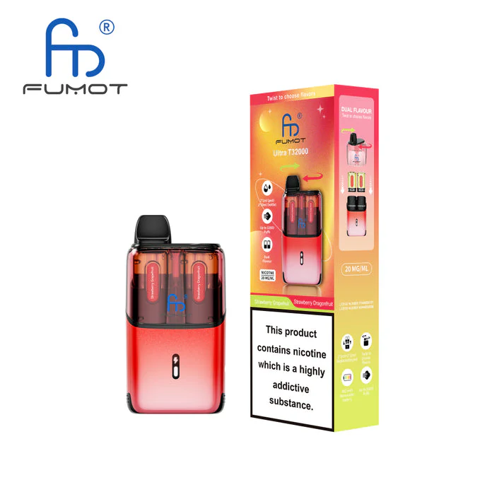 Fumot Ultra T32000 Disposable Vape 32K Puffs Dual Pod Kit Strawberry Grapefruit & Strawberry Dragonfruit