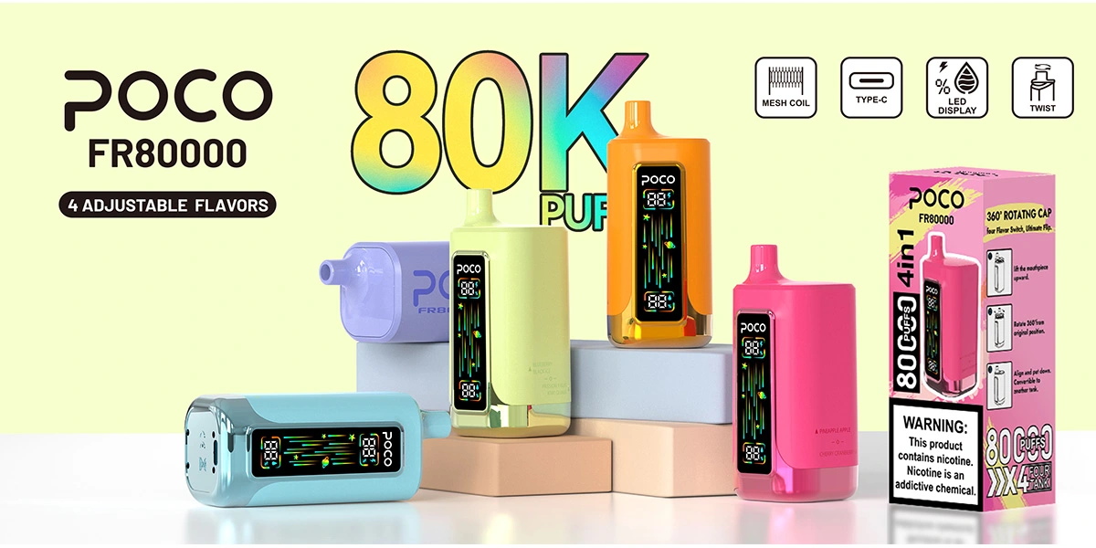 POCO FR80000 4 in 1 80K Puffs Disposable Vape EU Warehouse 4 Flavors In one Device 60ml Capacity 0 7Ω Resistance Quads Mesh Coils