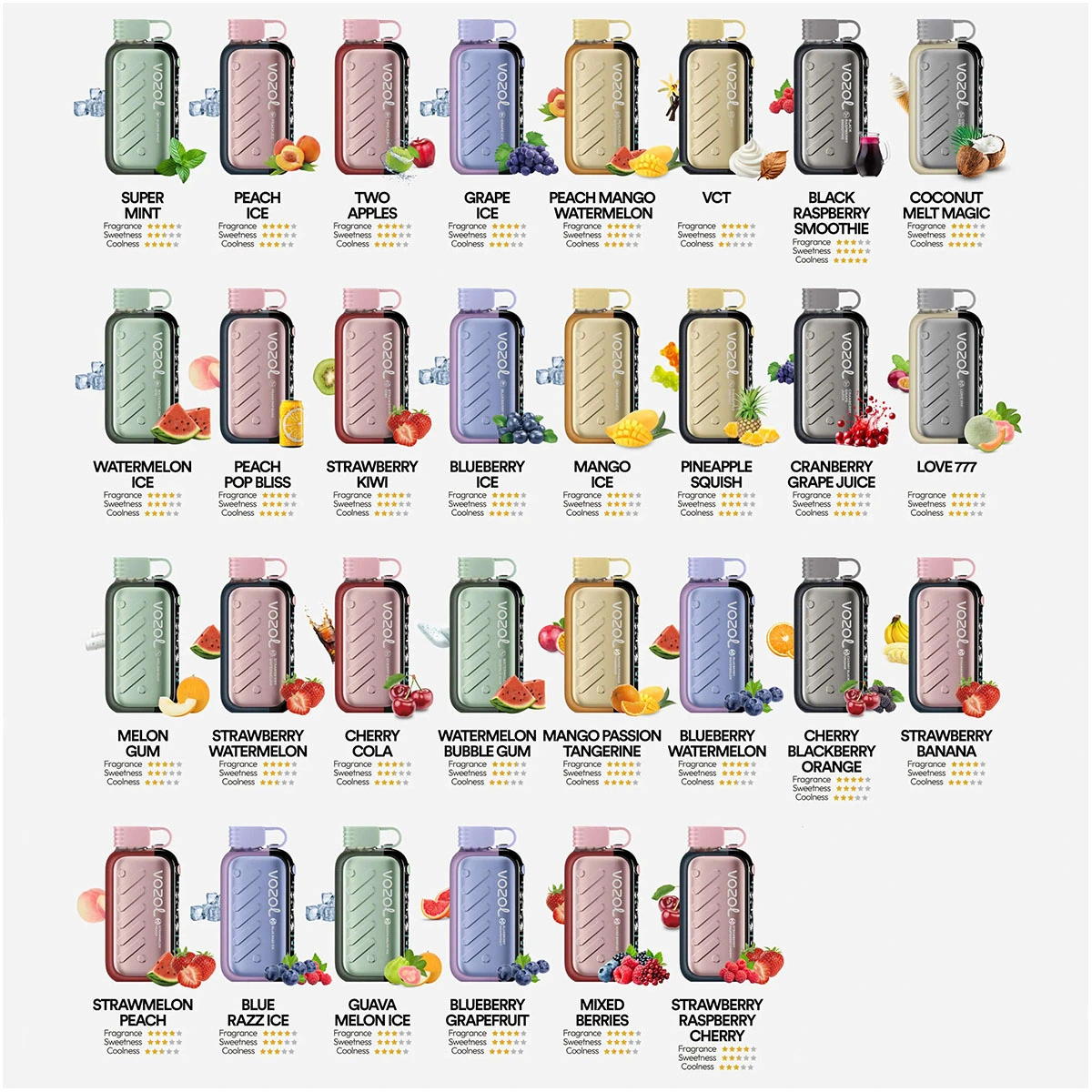 Vozol Gear 50K 50000 Puffs Ice & Sweet Adjustable Vape Bulk Order for Wholesale 1100mAh Battery Power & Airflow Control