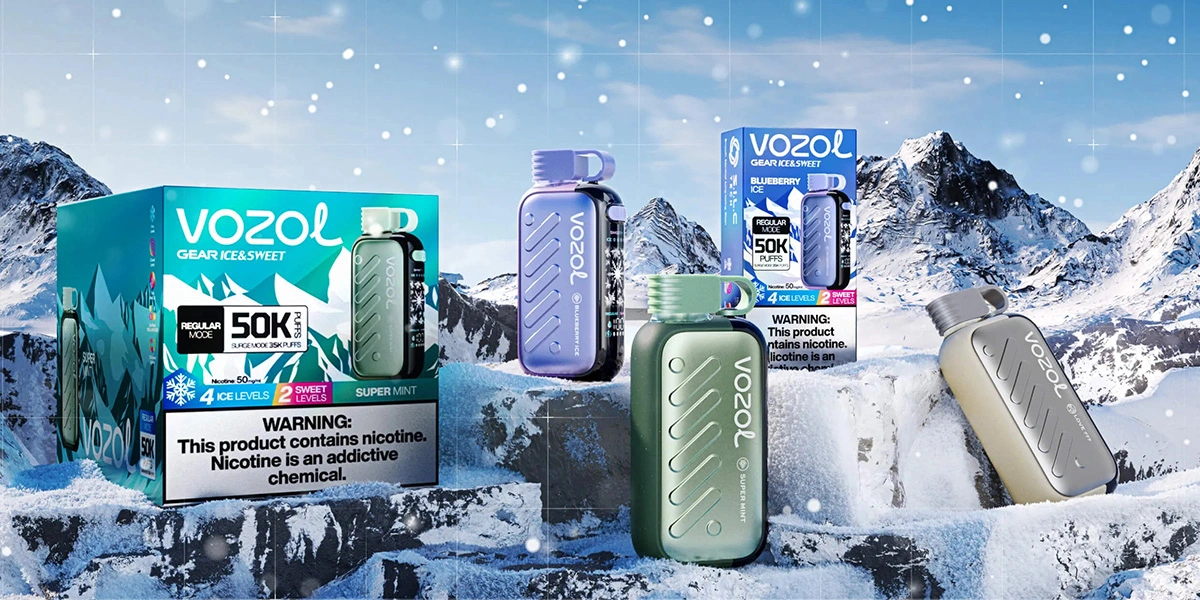Vozol Gear 50K 50000 Puffs Ice & Sweet Adjustable Vape Bulk Order for Wholesale S i L C Tech Triple Mesh Coil