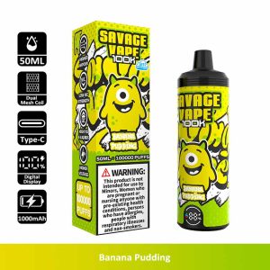 02 Banana Pudding Savage 100K 100000 Puffs Low Nic Disposable Vape Wholesale