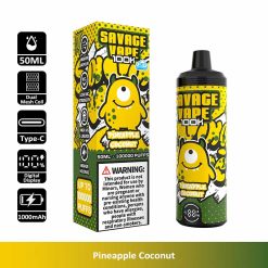 05 Pineapple Coconut Savage 100K 100000 Puffs Low Nic Disposable Vape Wholesale