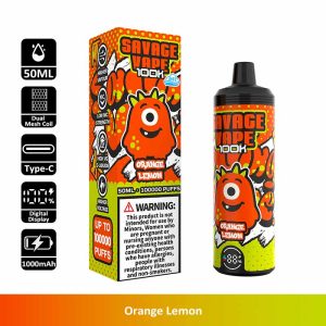 06 Orange Lemon Savage 100K 100000 Puffs Low Nic Disposable Vape Wholesale