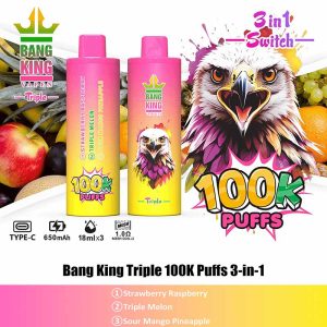 07 Strawberry Raspberry Bang King Triple 100K 3 in 1 100000 Puffs Vape Wholesale