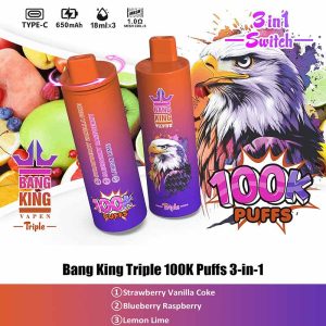 09 Strawberry Vanilla Coke Bang King Triple 100K 3 in 1 100000 Puffs Vape Wholesale