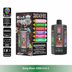 1 Peach Ice Bang Blaze 200K 6 in 1 200000 Puffs 6 Taste Vape Wholesale
