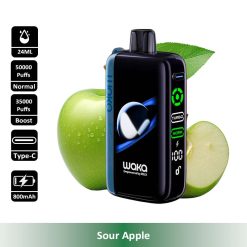 10 Sour Apple WAKA Jupiter 50000 Puffs 5% Nic Disposable Vape Wholesale