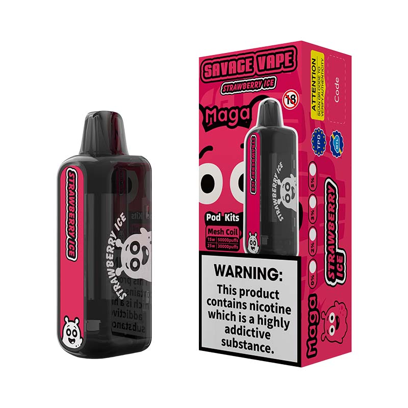 10 Strawberry Ice Savage Maga 50000 Pod 50K Puffs Disposable Vape Wholesale