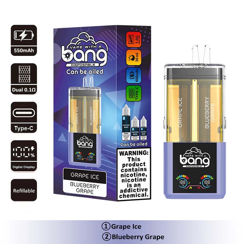 12 Grape Ice Bang 60000 2 in 1 60K Puffs Refillable Oil Vape Wholesale