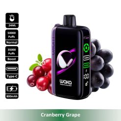 3 Cranberry Grape WAKA Jupiter 50000 Puffs 5% Nic Disposable Vape Wholesale