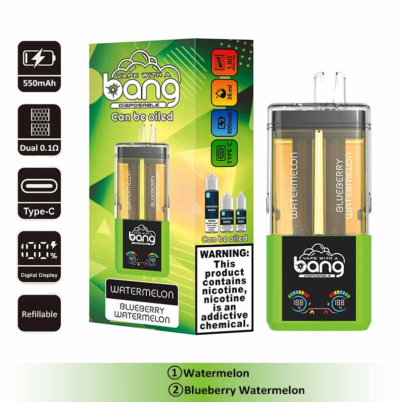 4 Watermelon Bang 60000 2 in 1 60K Puffs Refillable Oil Vape Wholesale