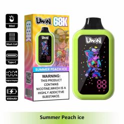6 Summer Peach ice Uwin 68K 68000 Puffs Digital Box Disposable Vape Wholesale