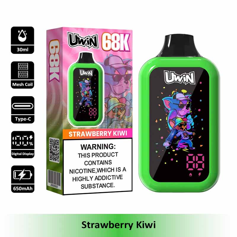 7 Strawberry kiwi Uwin 68K 68000 Puffs Digital Box Disposable Vape Wholesale